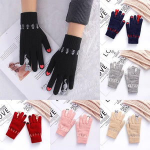 Winter Touch Screen Gloves Thicken Women Men Warm Stretch Knit Mittens Imitation Wool Full Finger Guantes Female Crochet