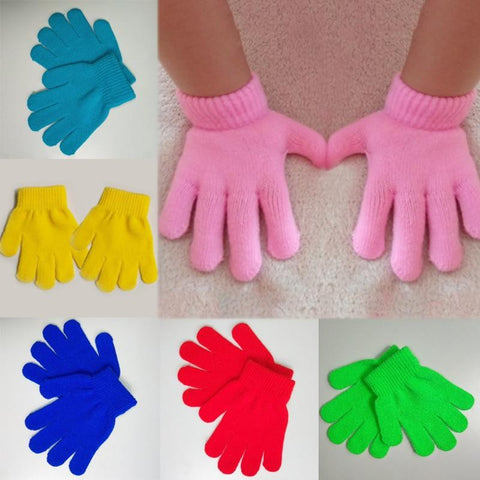 Knitting Autumn And Winter Magic gloves Student 1 PC lovely Child Solid color Keep warm Windproof